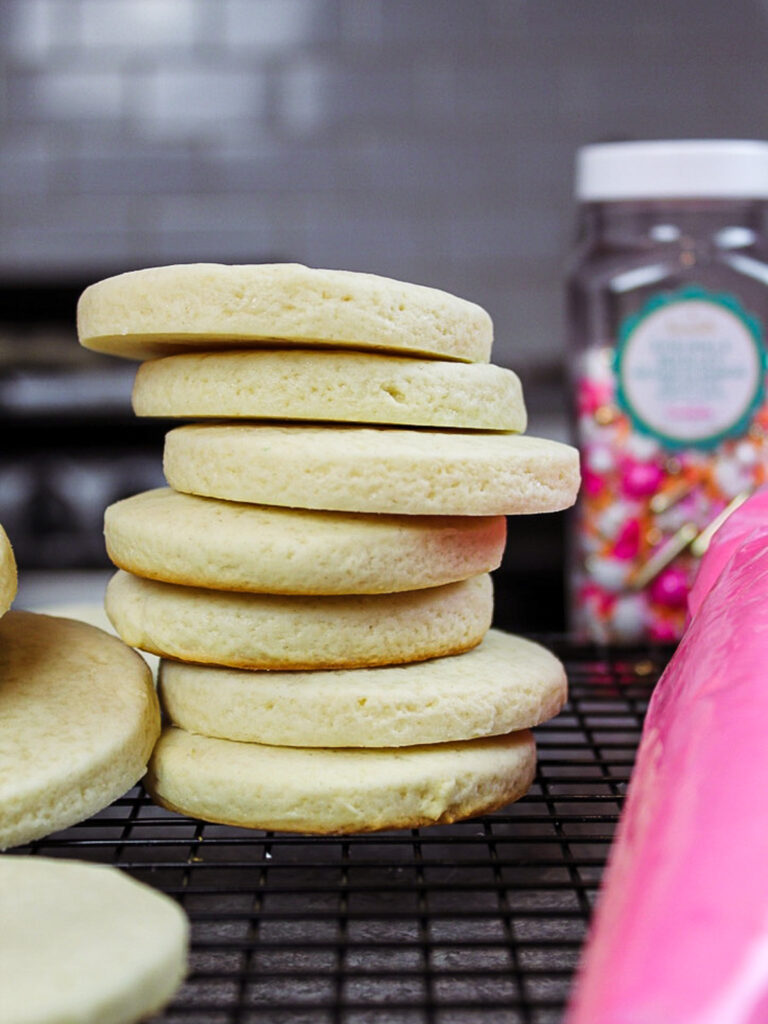 image of cream cheese cookies that have been baked, cooled, and stacked