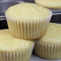 closeup image of gluten free vanilla cupcakes that aren't frosted yet