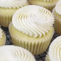 image of eggless or egg free cupcakes frosted with egg free buttercream frosting