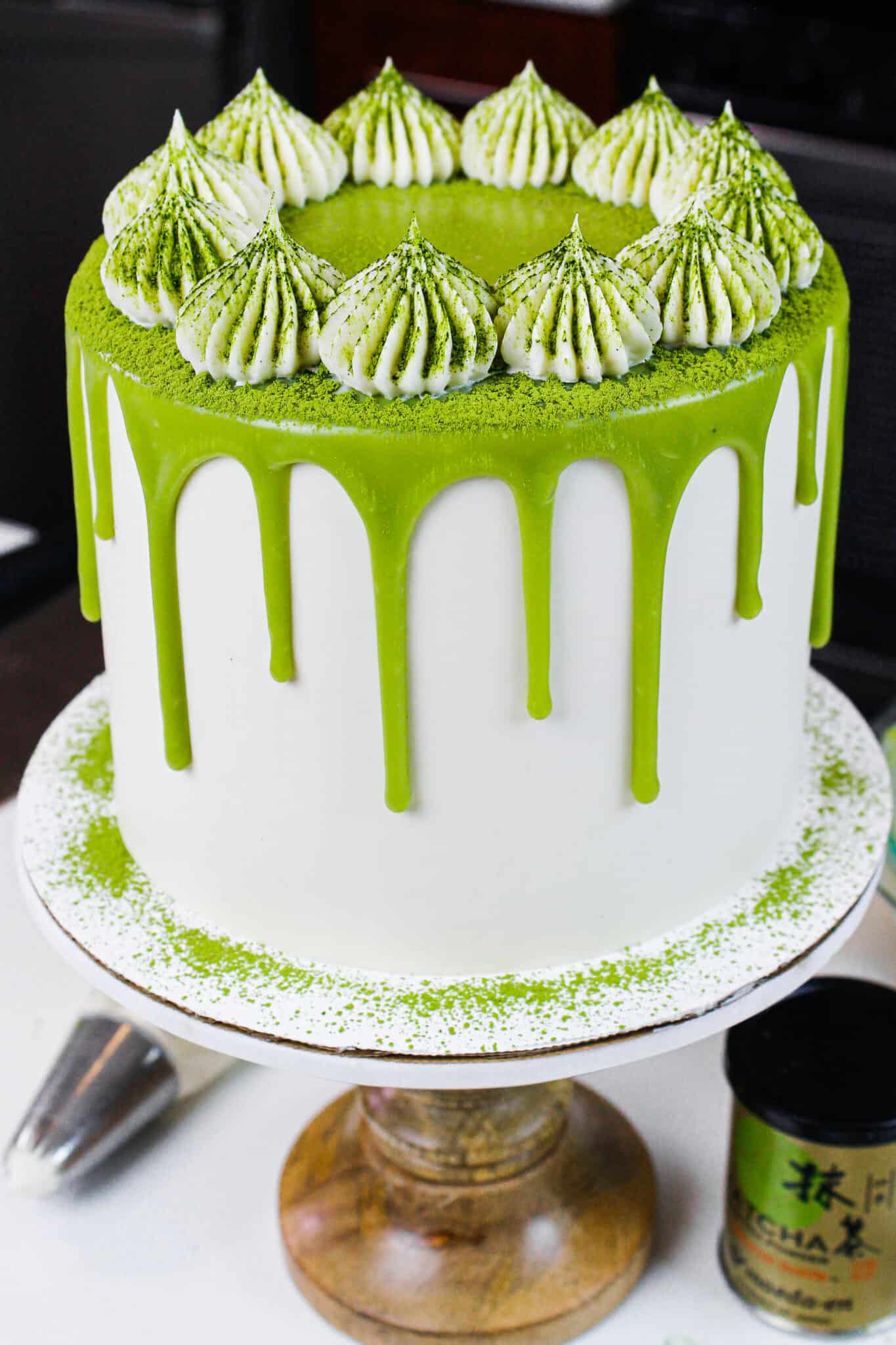 Matcha Cake Tender Matcha Cake Layers Frosted w/ Fluffy Buttercream