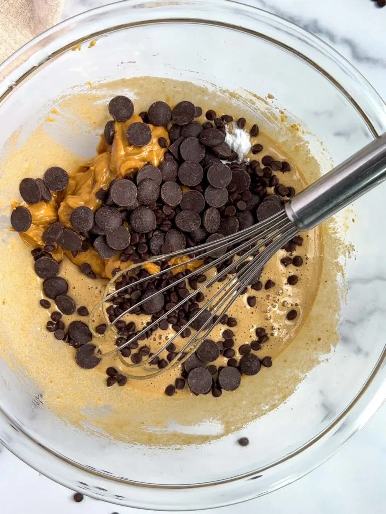 image of 5 ingredient peanut butter cookie dough being mixed together