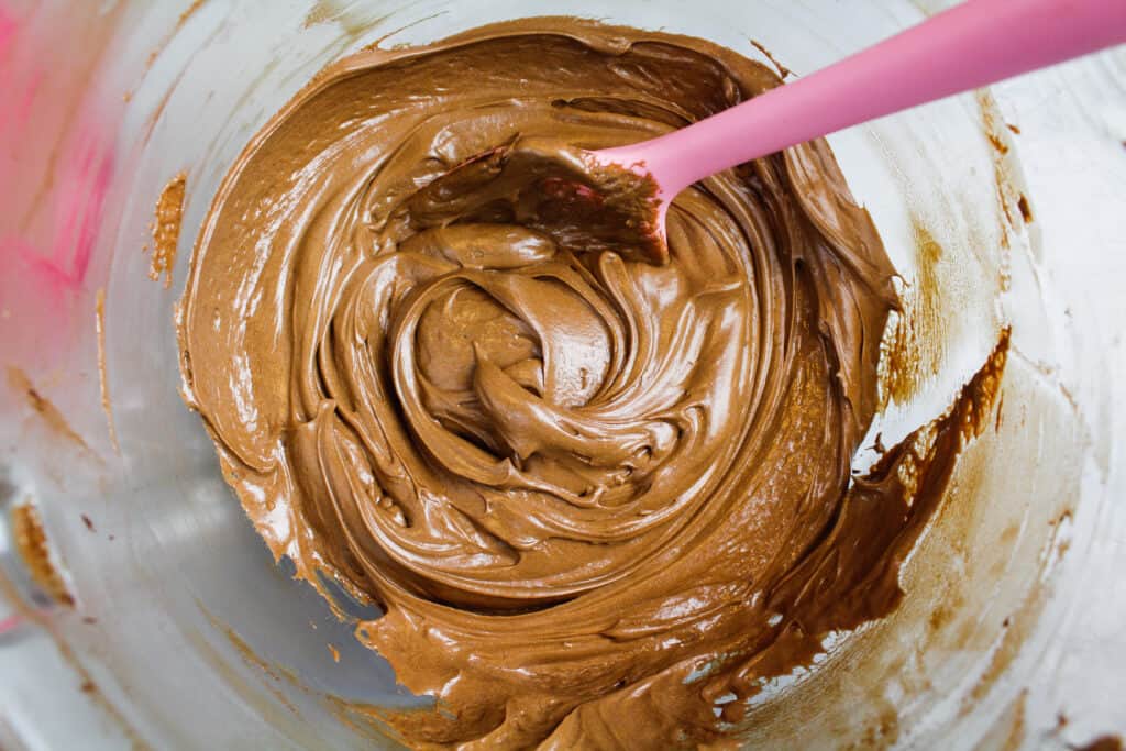 image of chocolate russian buttercream in bowl