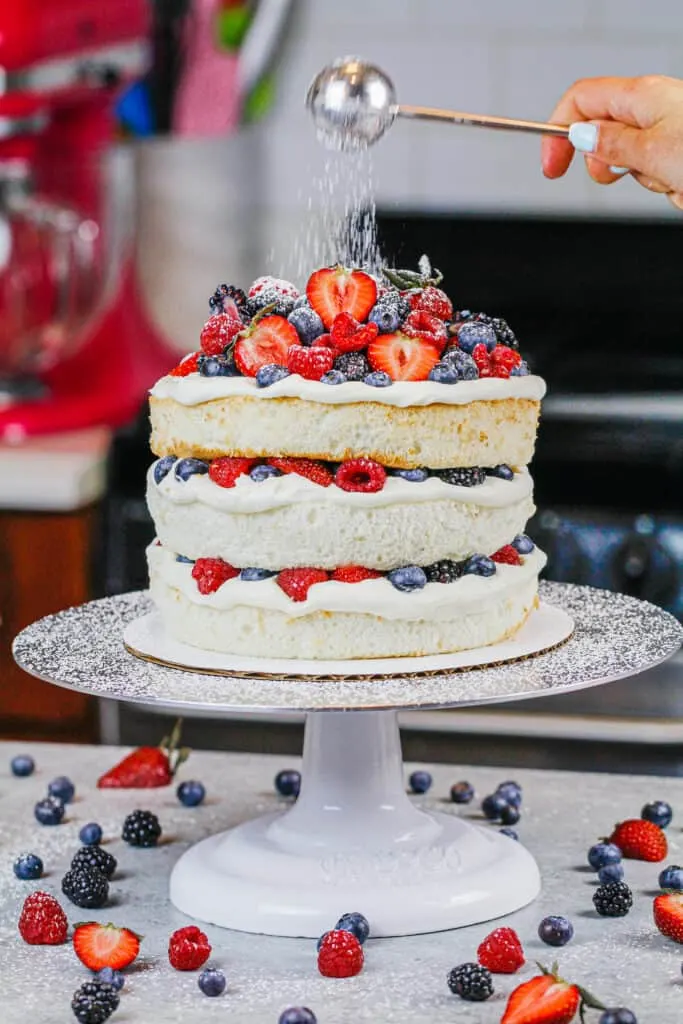 Layered Angel Food Cake Fluffy Cake Layers Frosted W Whipped Cream