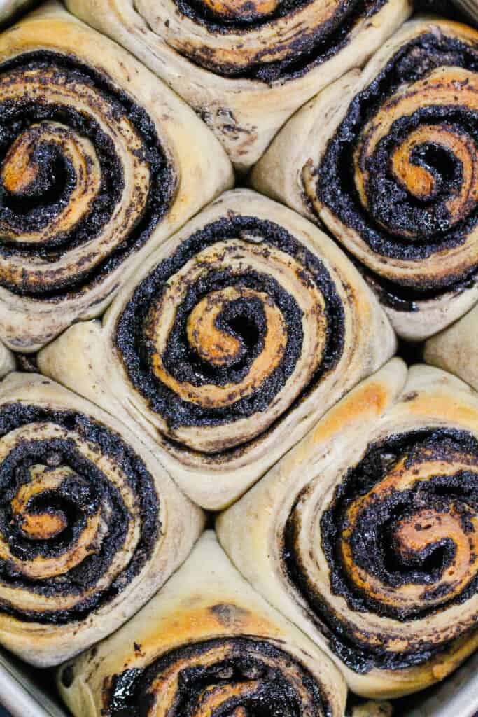 image of oreo cinnamon rolls made with a delicious black cocoa filling