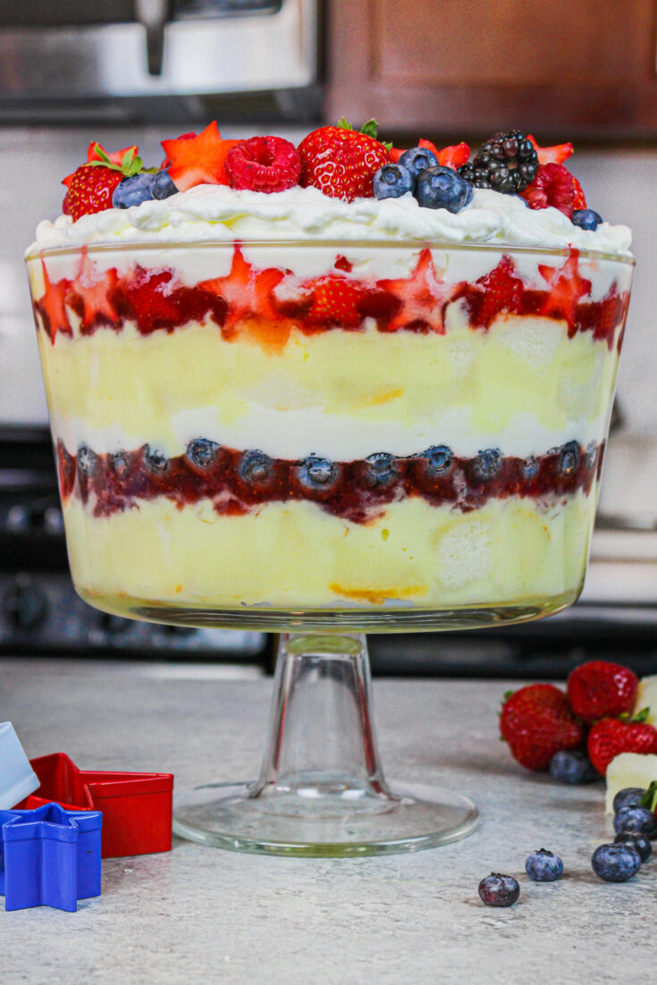 image of patriotic mixed berry trifle for fourth of july