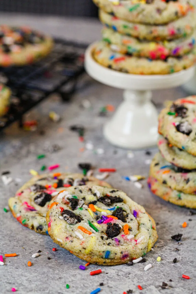 image of funfetti cookies that have been baked and are ready to be eaten
