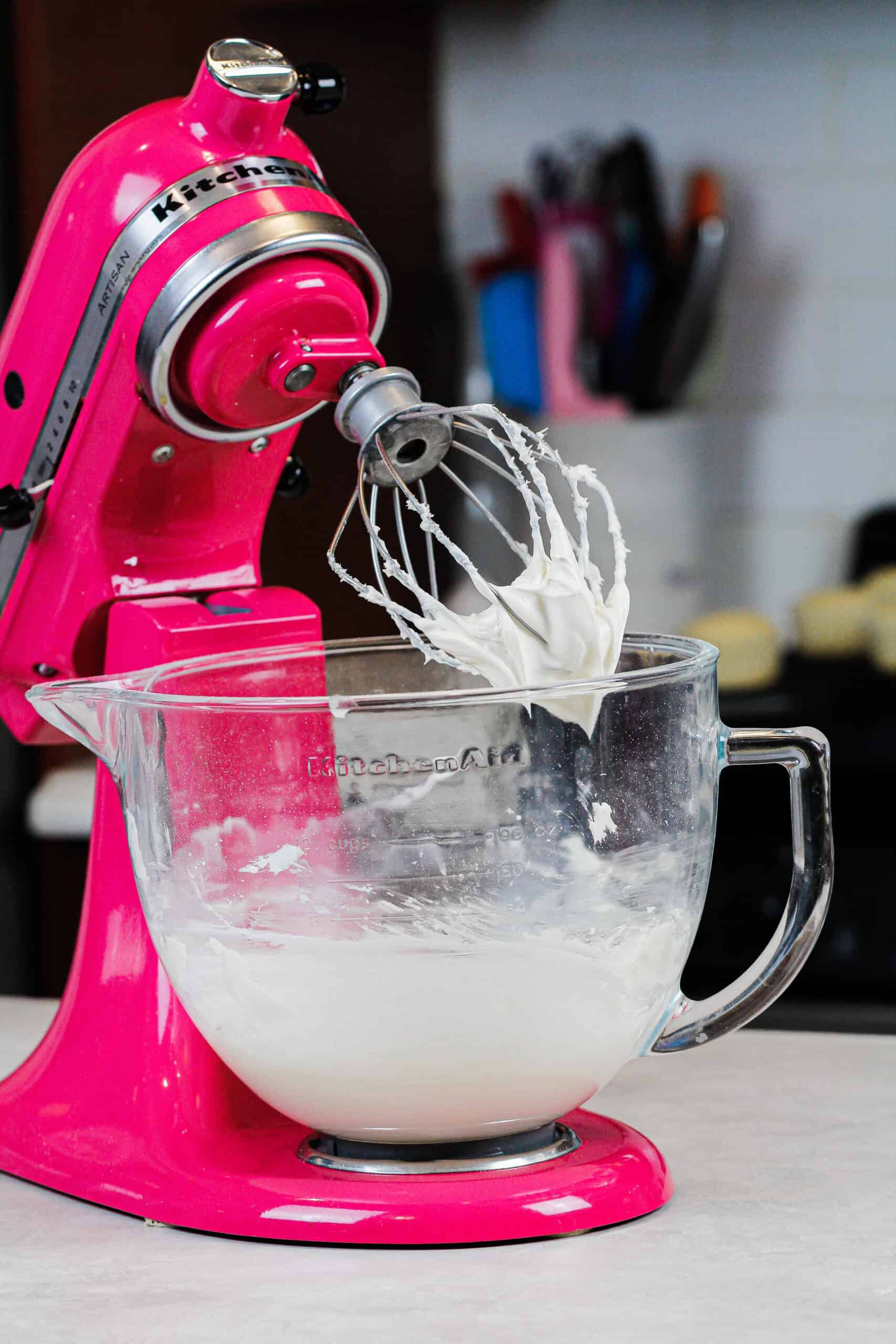 image of whipped cream frosting made in a stand mixer