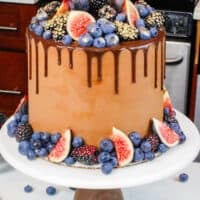 image of a small batch blackberry chocolate cake