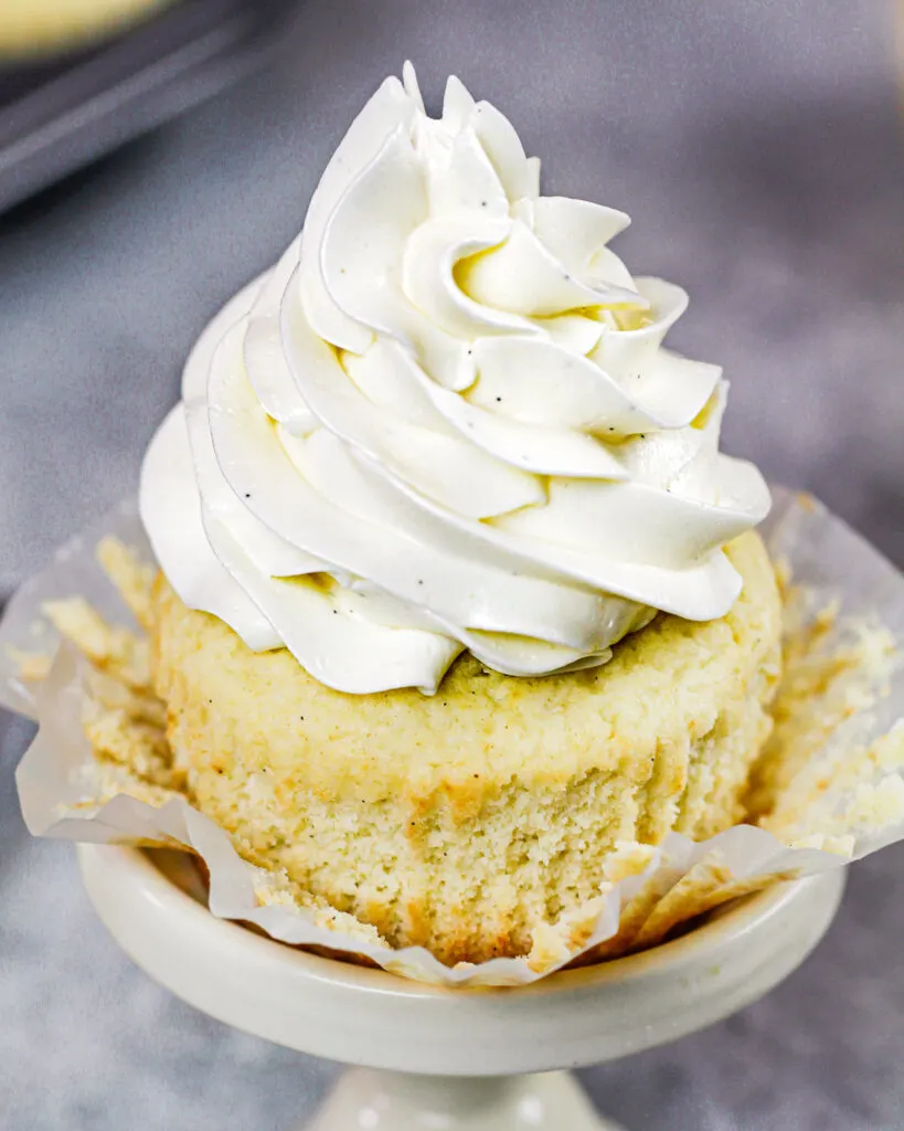 image of a sugar free cupcake that's been frosted with sugar free buttercream frosting