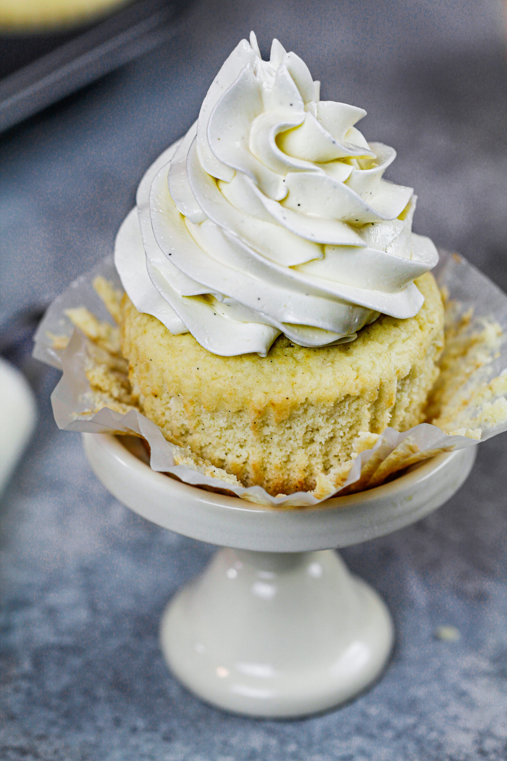 image of sugar free cupcake frosted with sugar free buttercream frosting  