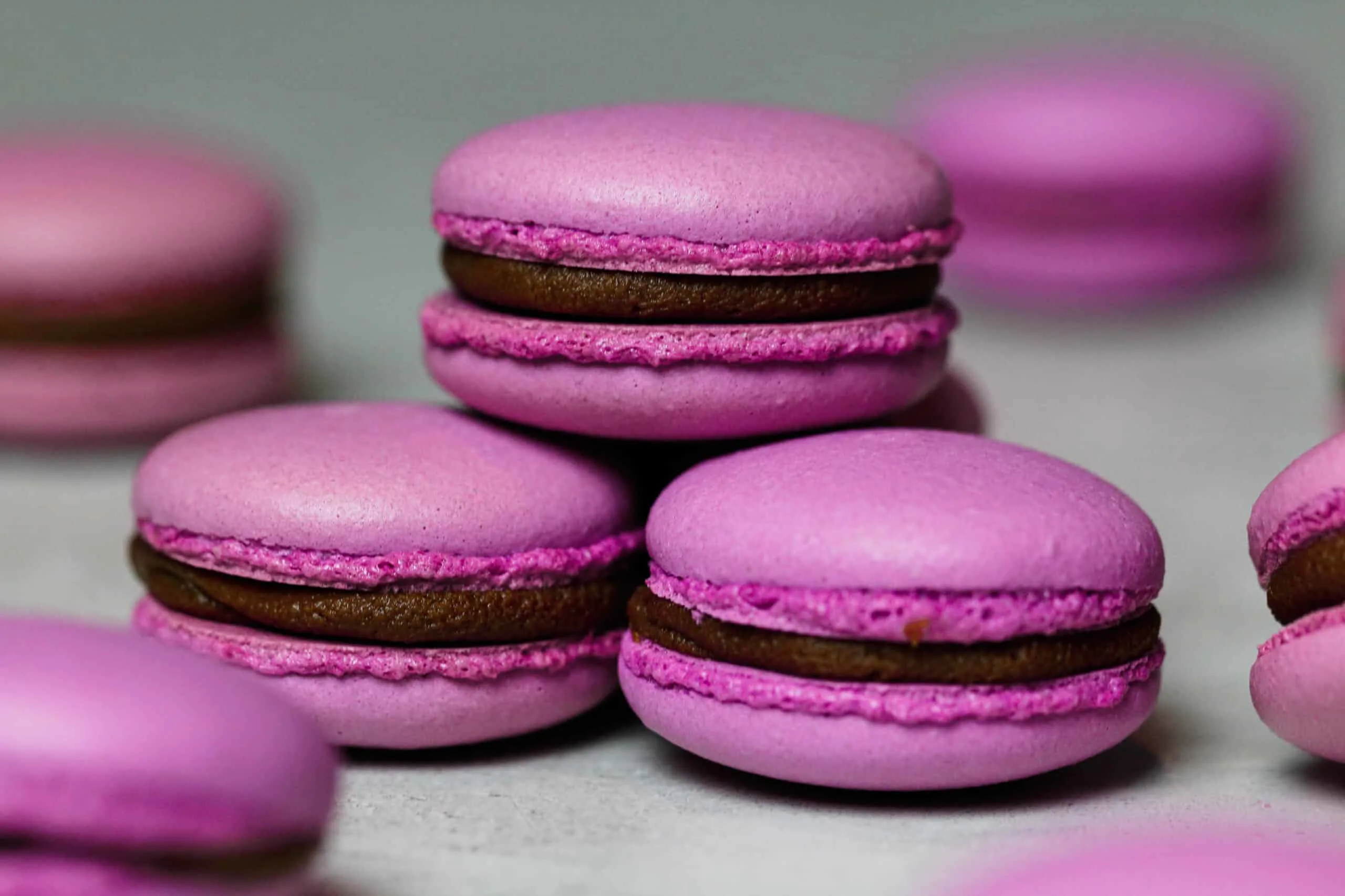 image of purple italian macarons made by chelsweets