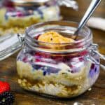 image of overnight oats with protein powder and peanut butter