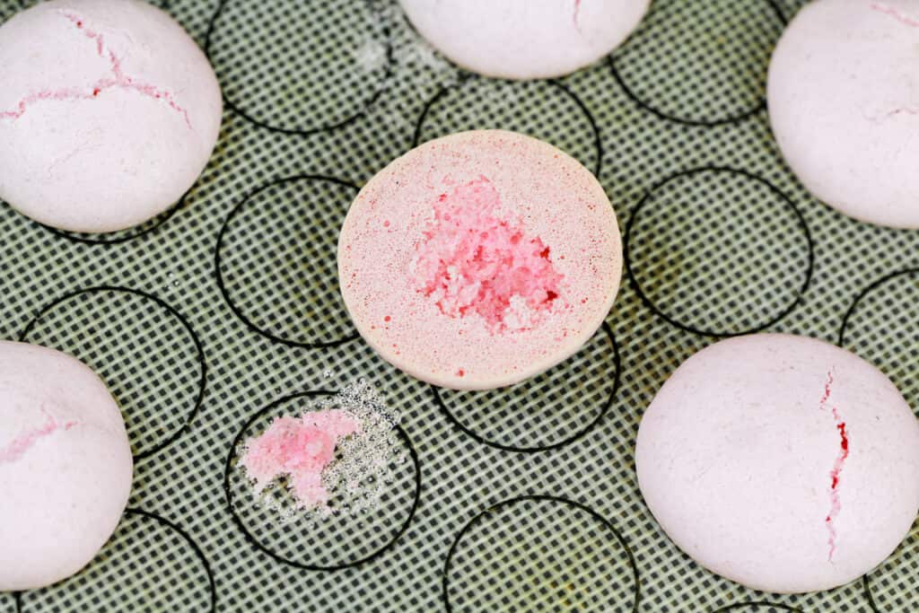 image of macarons that stuck to the tray