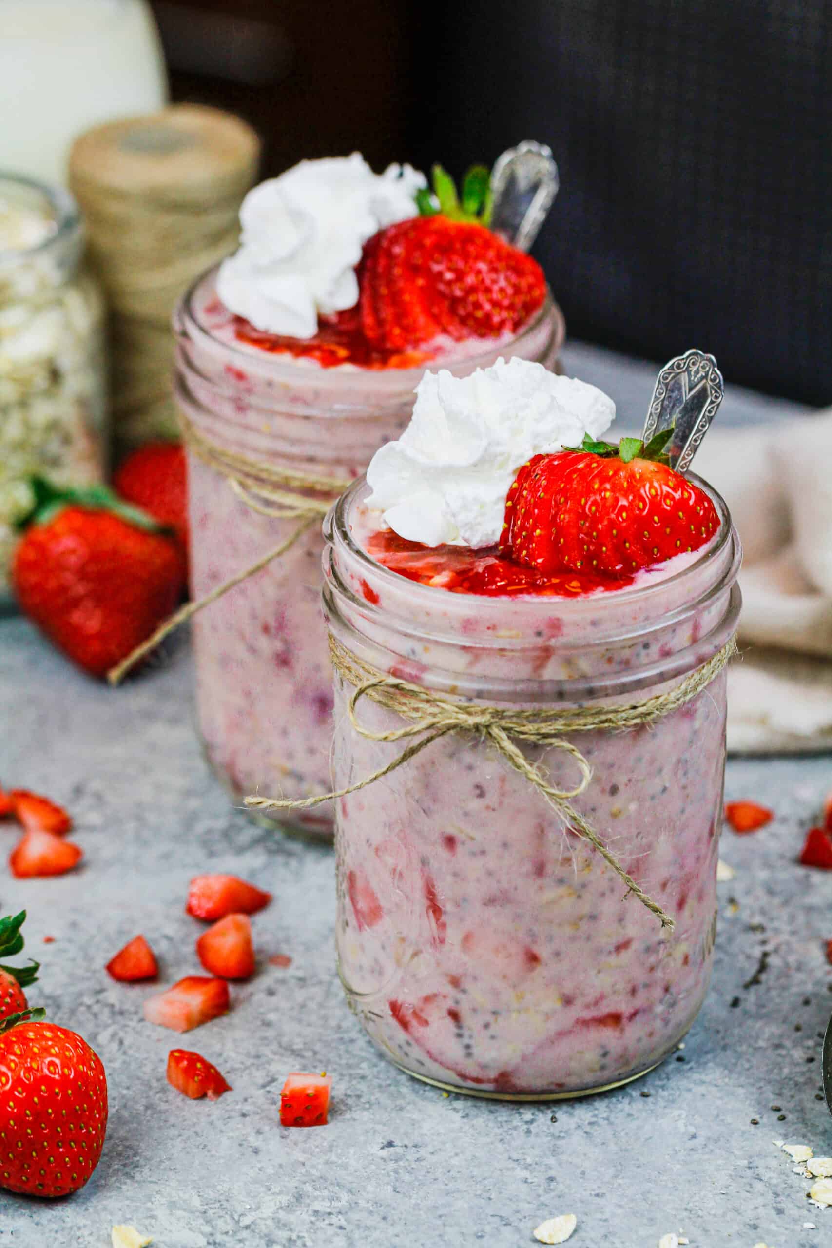 Strawberries and Cream Oatmeal - two raspberries