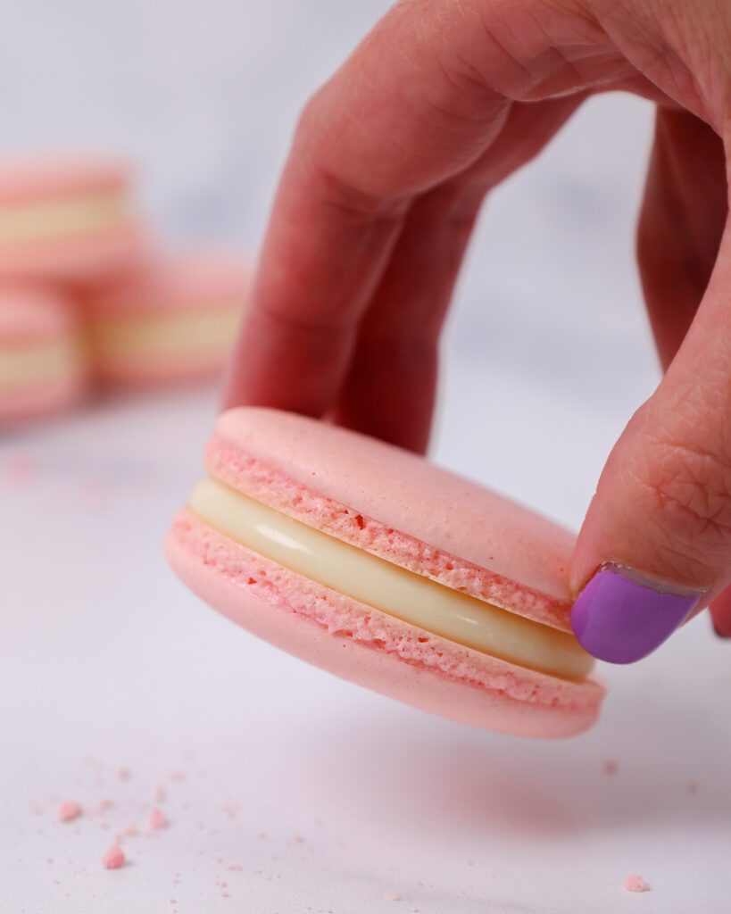 image of Italian macarons that have been filled with white chocolate ganache
