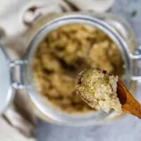 image of coconut sugar scrub made in a reusable glass jar to be used as a natural exfoliator