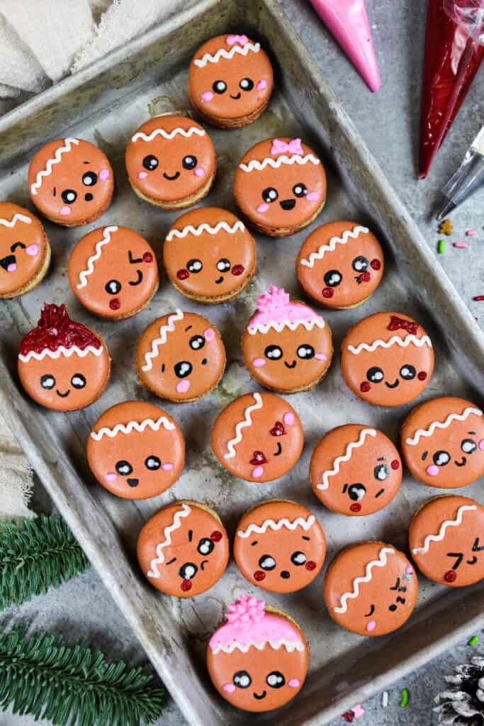 image of adorable gingerbread macarons