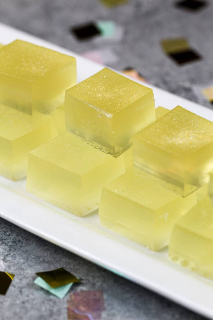 image of champagne jello shots made with vodka and champagne