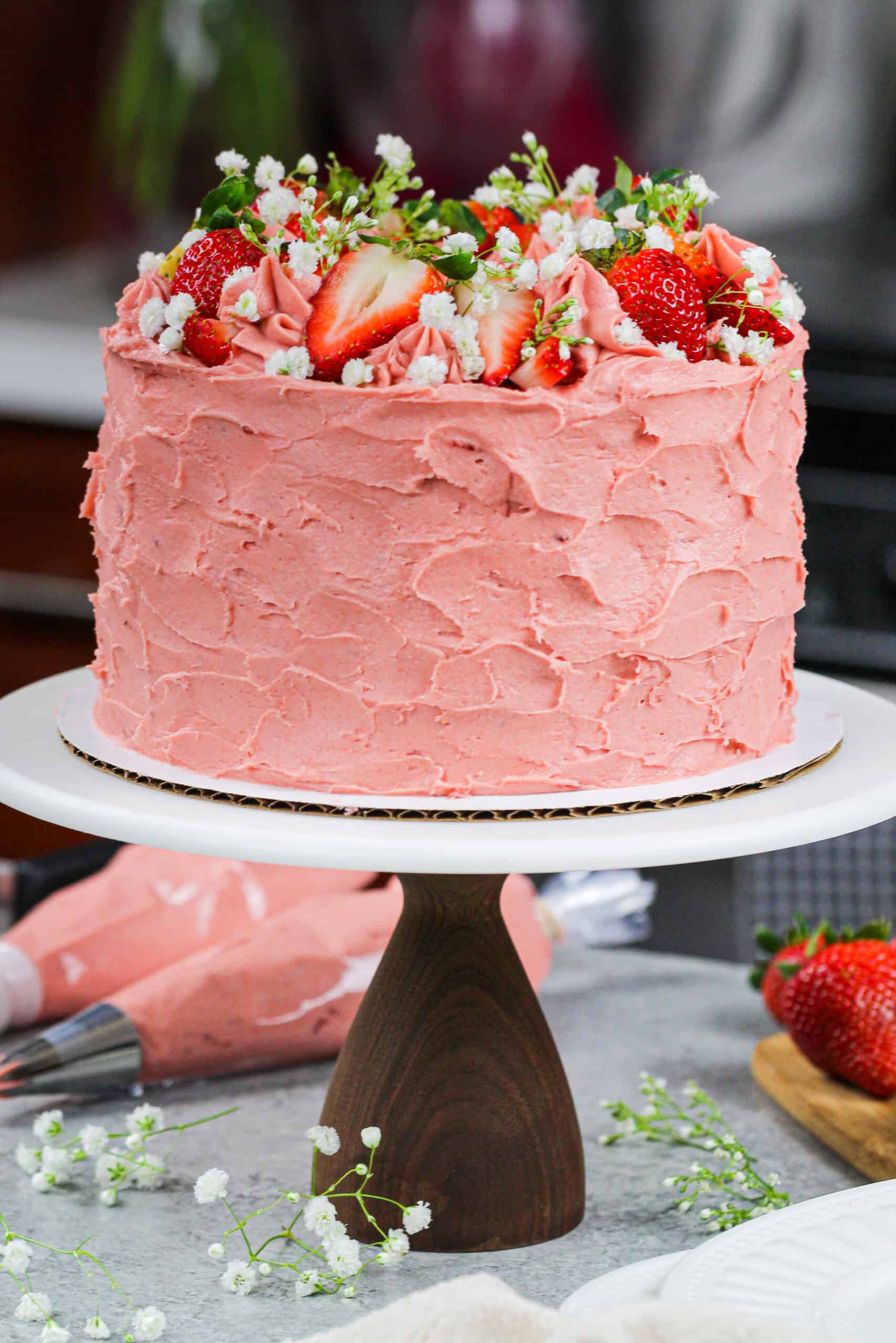 Strawberry Layered Cake - The Frozen Biscuit