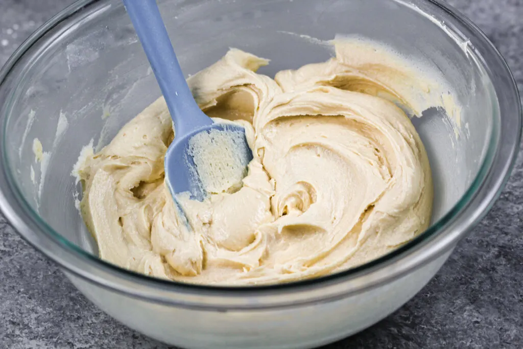 image of brown sugar caramel buttercream in a bowl