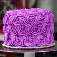 image a of a purple buttercream rosette made as part of a buttercream rosette tutorial