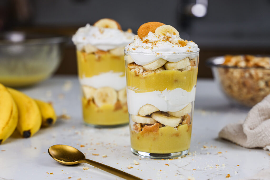 image of dairy free banana pudding made in a cup