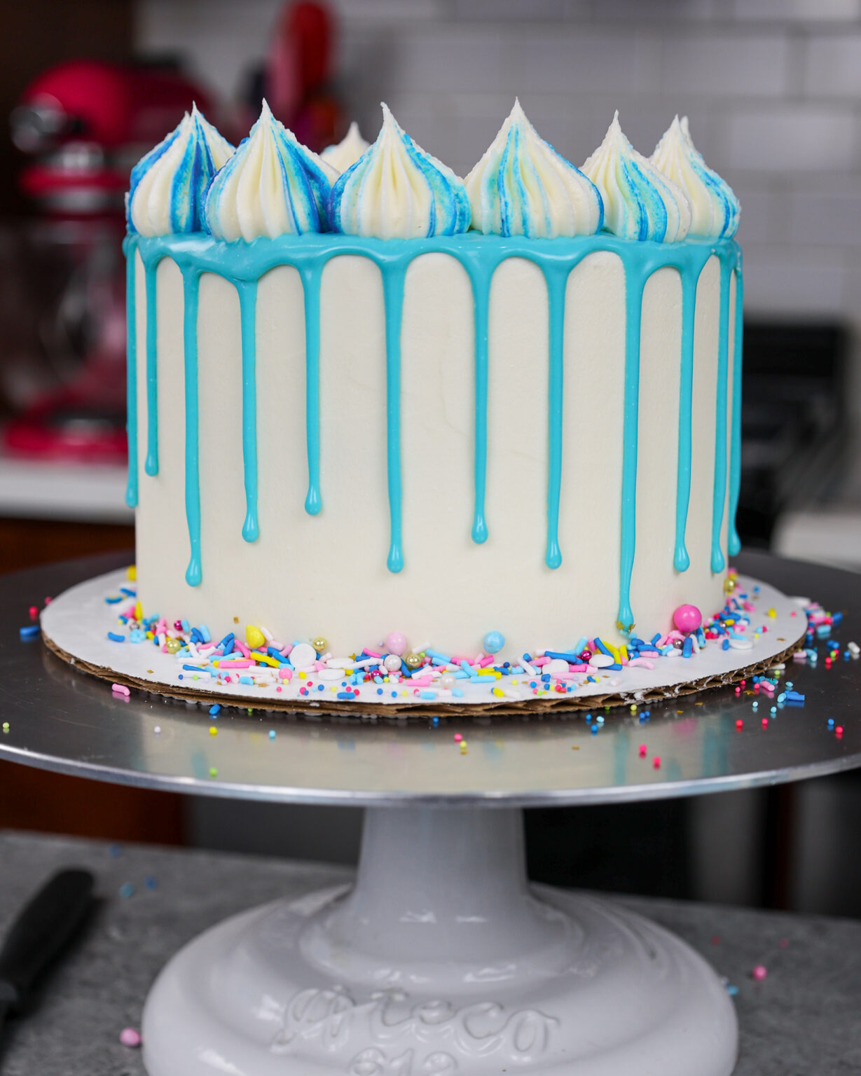 How to Make a Blue Drip Cake Easy Recipe & Video Tutorial
