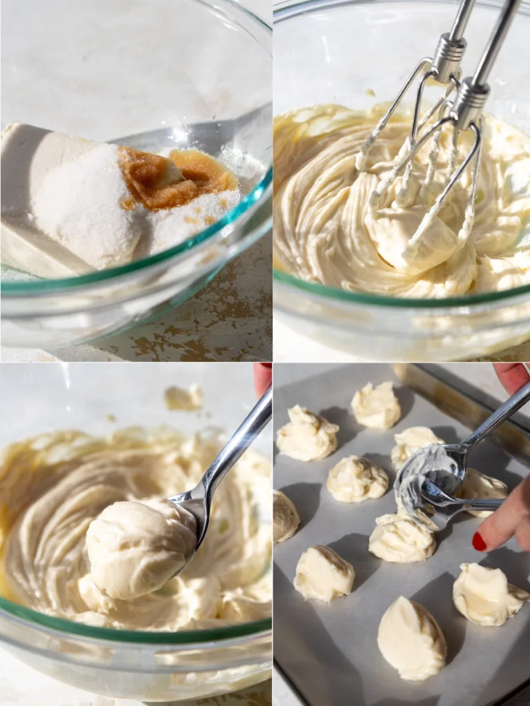 image of cheesecake filling being made for pumpkin cheesecake cookies