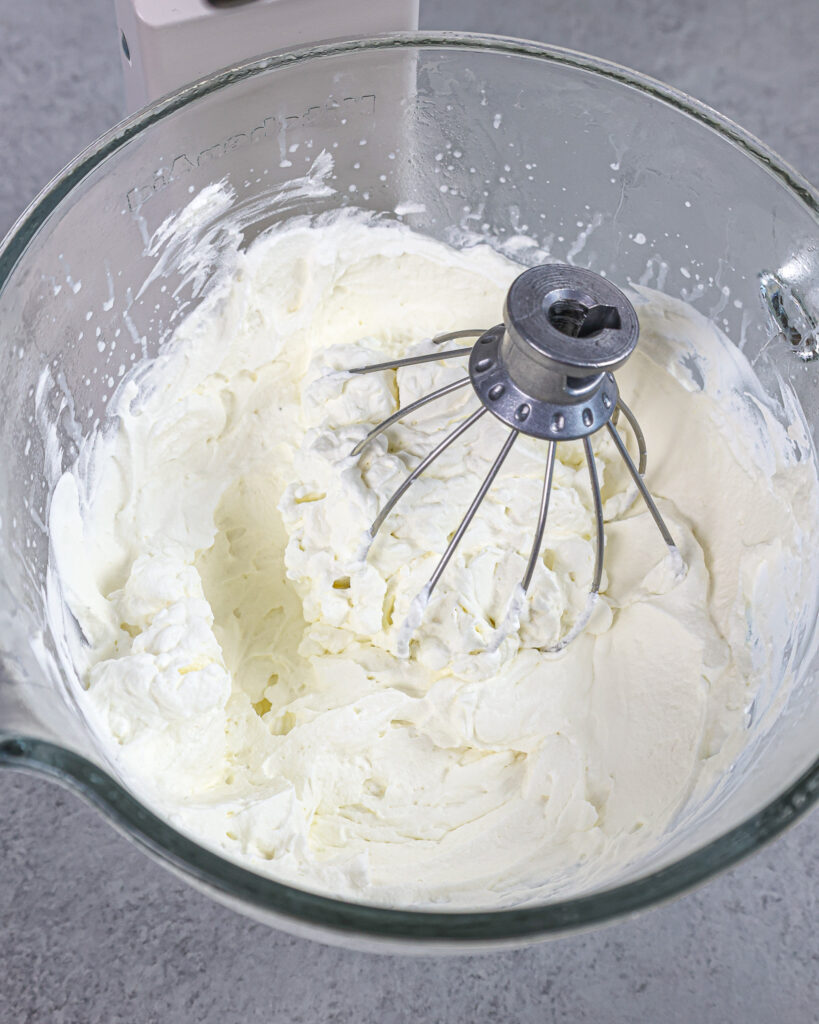 image of homemade whipped cream whipped to stiff peaks