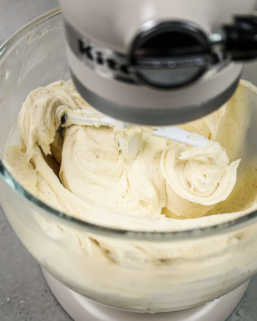 image of brown butter buttercream made in a stand mixer