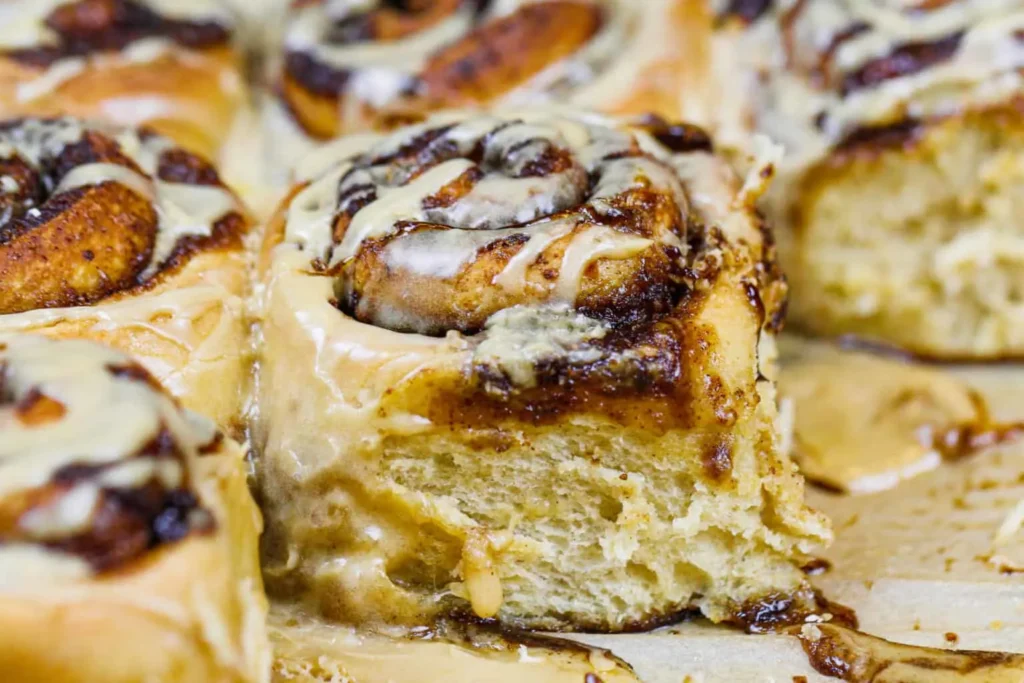 image of a coffee cinnamon roll recipe that is being shared as part of a cinnamon roll round up