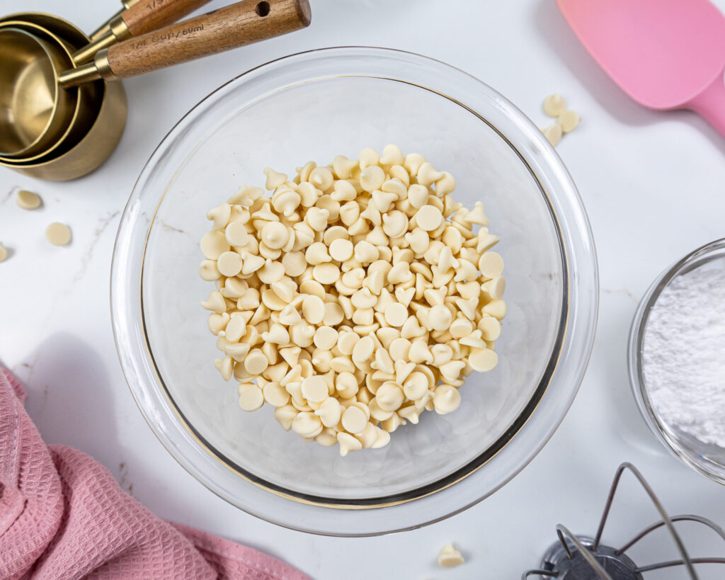 image of white chocolate chips in a bowl