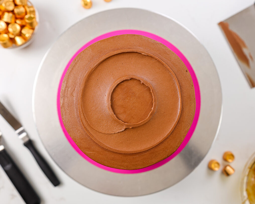 image of a rolo cake shot from overhead