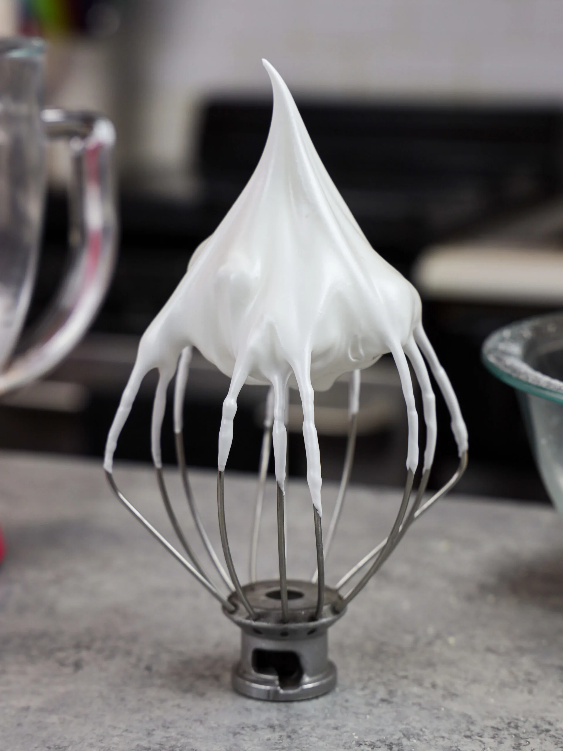 image of french meringue that's been whipped to have stiff peaks and is perfect for making macarons
