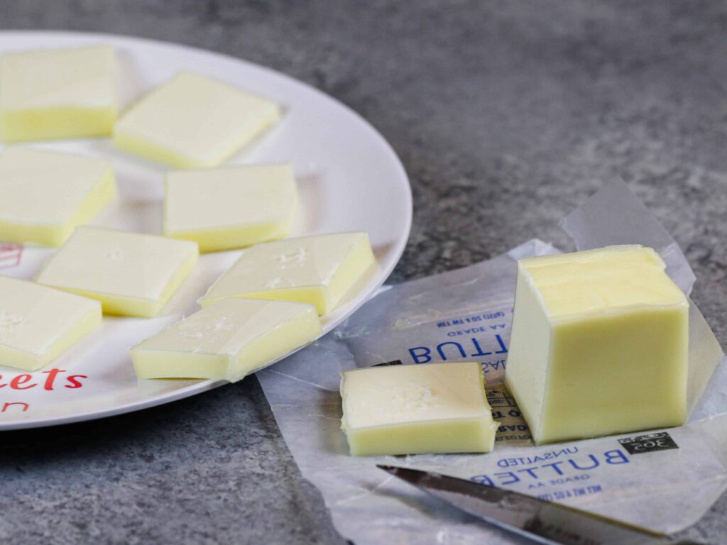image of unsalted butter at room temperature ready to be made into IMBC