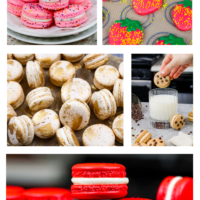image of a macaron round up posts with 11 different macaron flavros