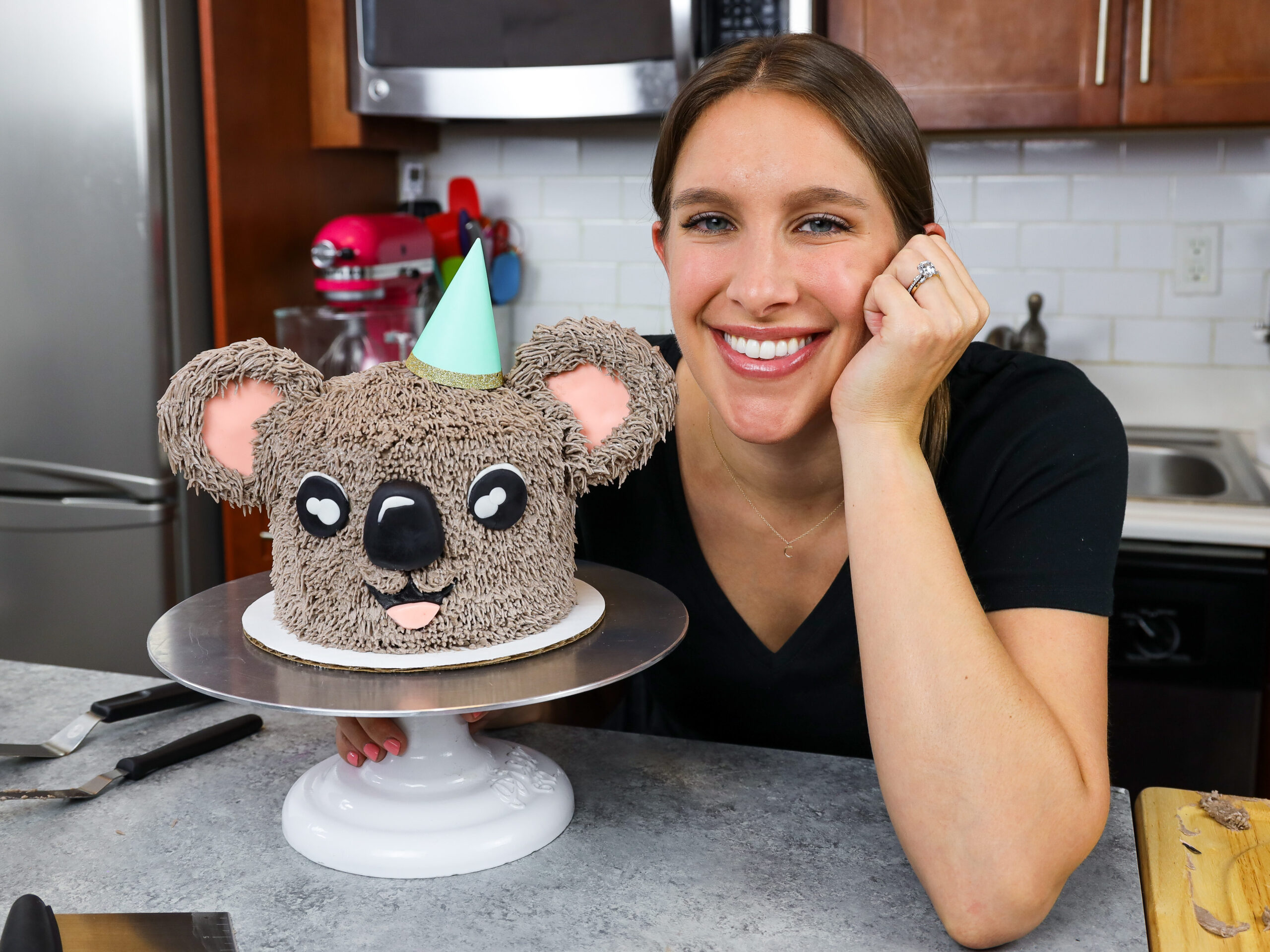 image of chelsey white of chelsweets with adorable koala cake