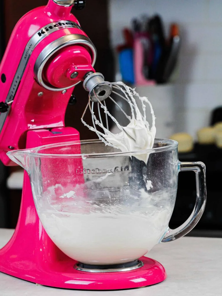 image of whipped cream frosting made in a stand mixer