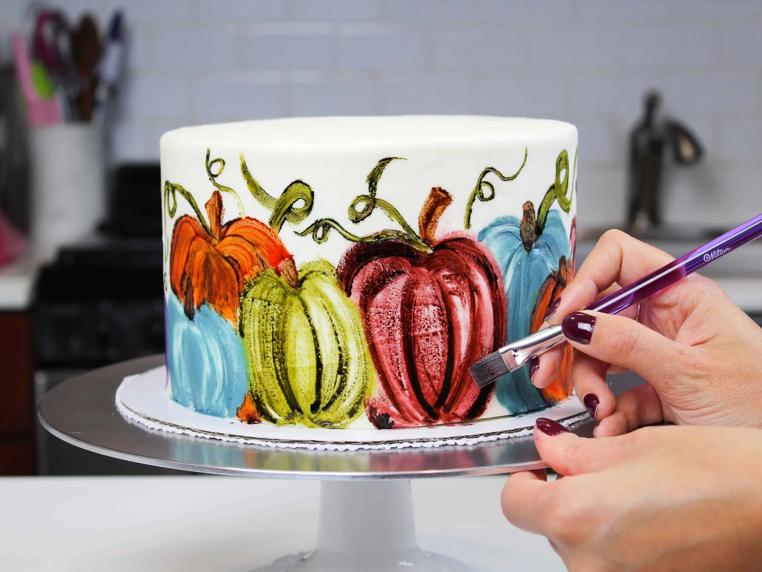 image of painted pumpkin cake