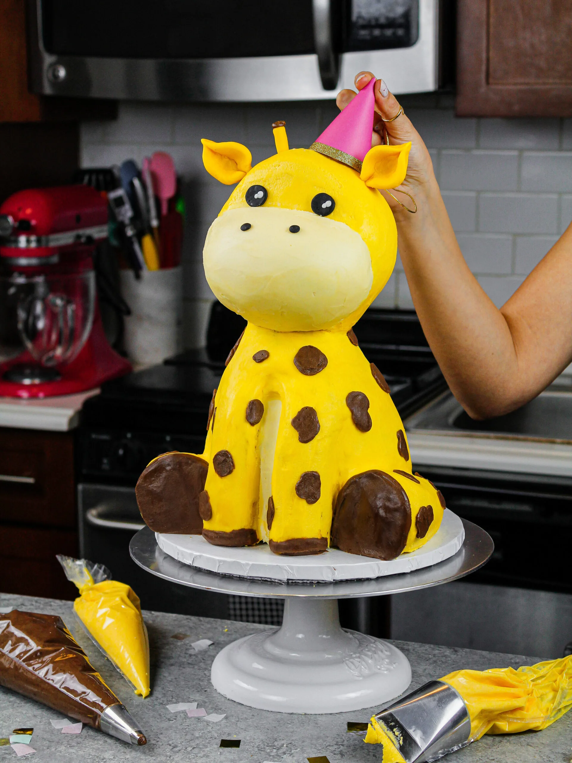 Sophie G - Baby Blue Giraffe Cake • Baby Shower • Creme Maison Bakery  Singapore