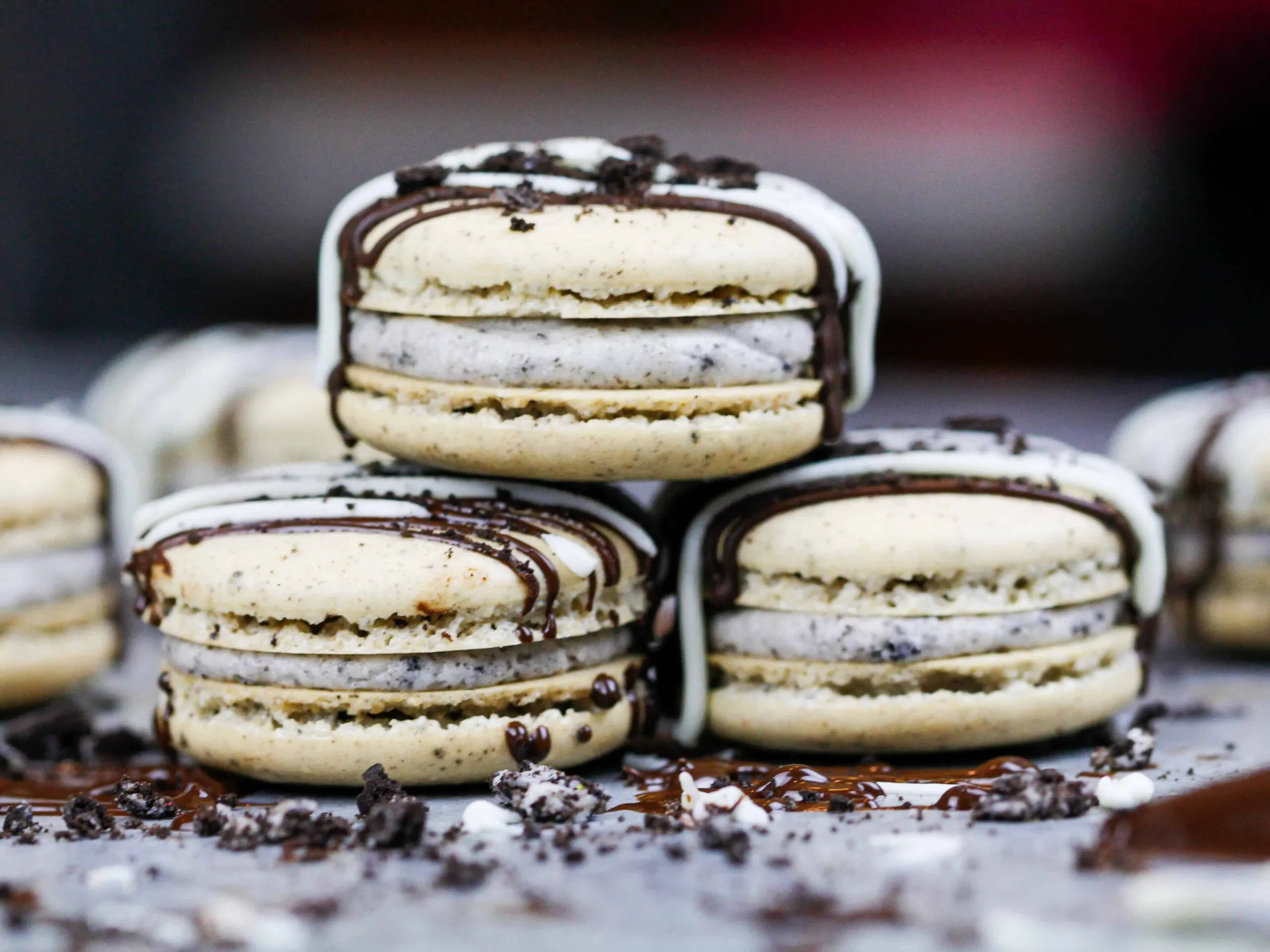 image of cookies and cream macarons