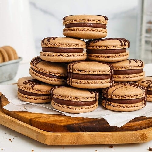 Chocolate Macarons with Decadent Chocolate Ganache - Chelsweets
