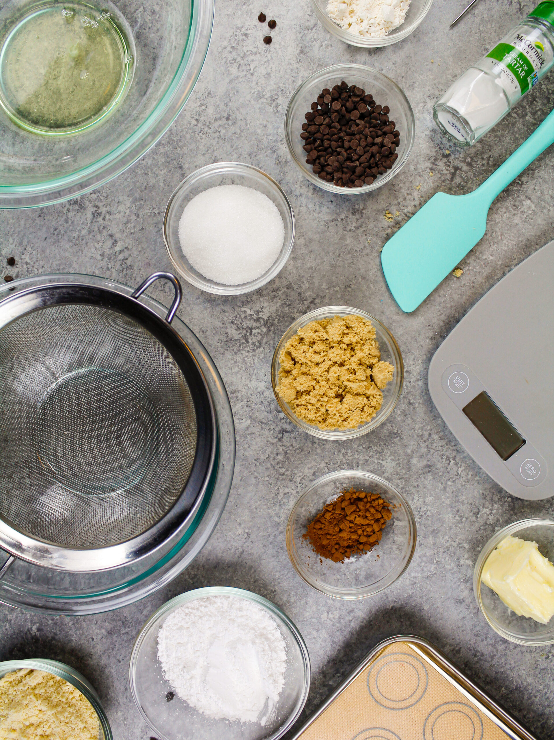 image of ingredients laid out to make french cookie dough macarons