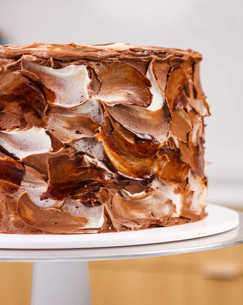 image of a gorgeous marble cake that's made with 8-inch cake layers
