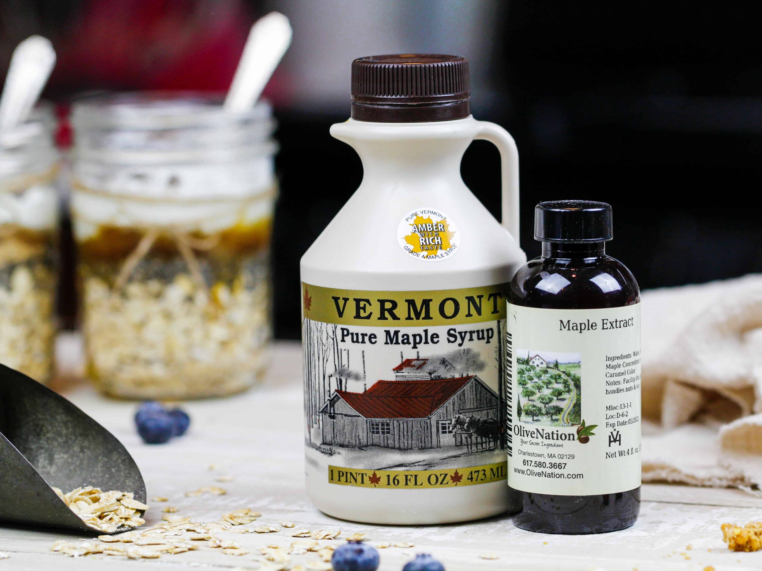 image of maple syrup from vermont and maple extract.
