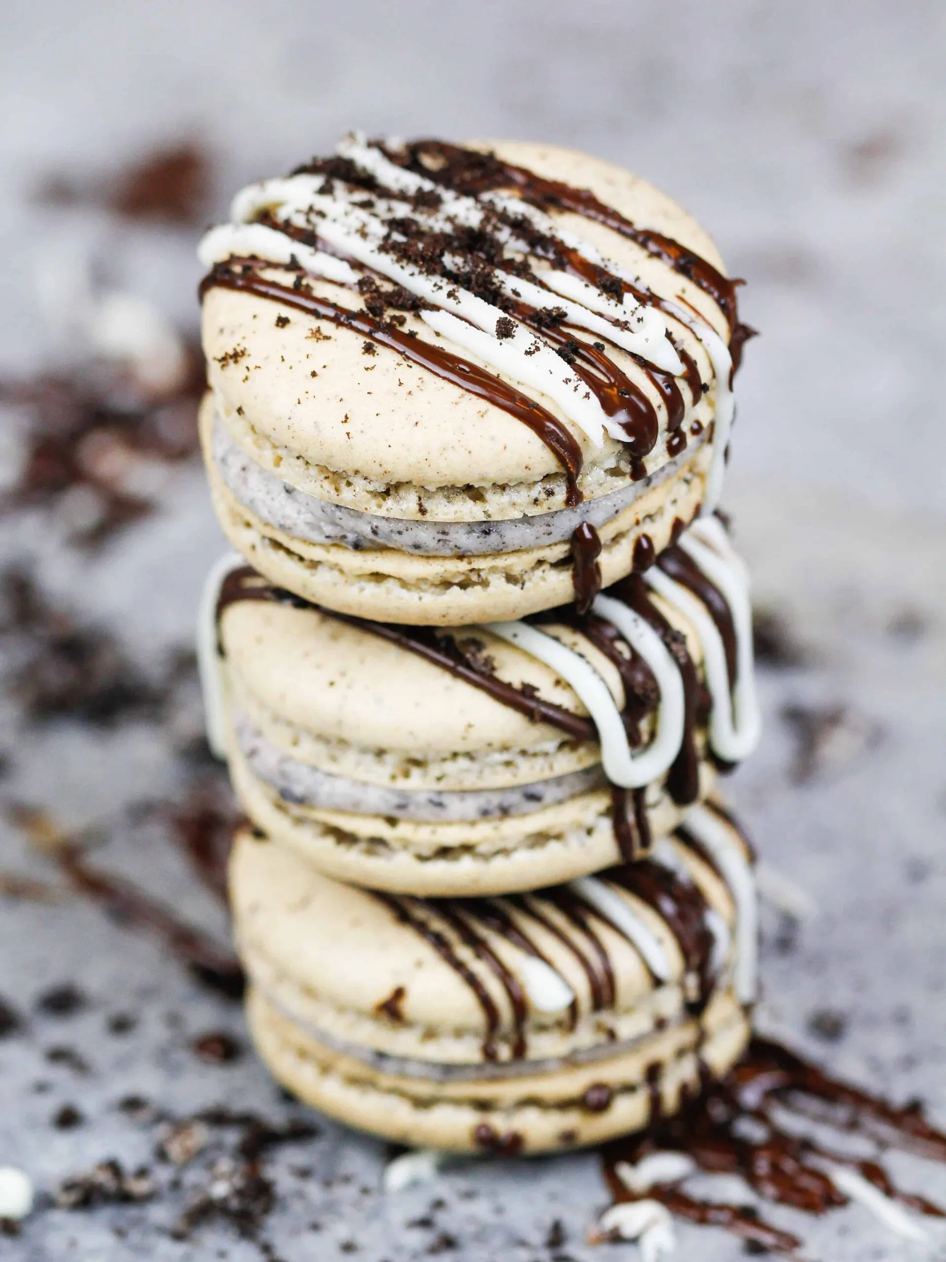 image of oreo macarons stacked on top of each other