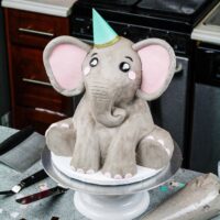 image of a cute buttercream elephant cake