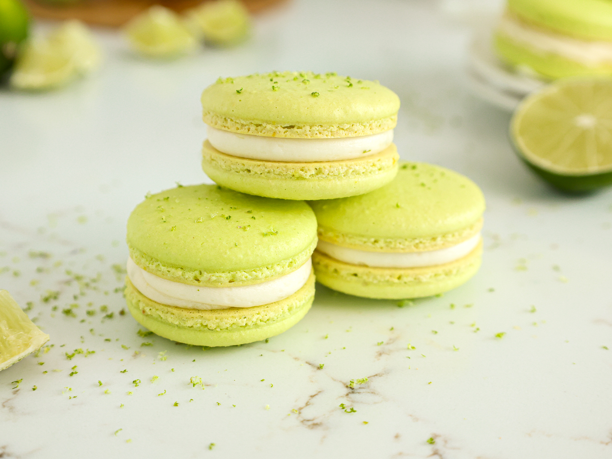 Lime Macarons with Tart Lime Curd and Zesty Lime Buttercream