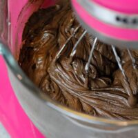 image of decadent chocolate orange buttercream being made in a kitchenaid stand mixer