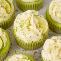 image of lime cupcakes that've been decorated with delicious lime buttercream and filled with homemade lime curd